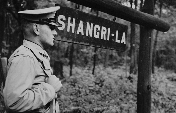 U.S. Marine stood guard by the camp’s original sign