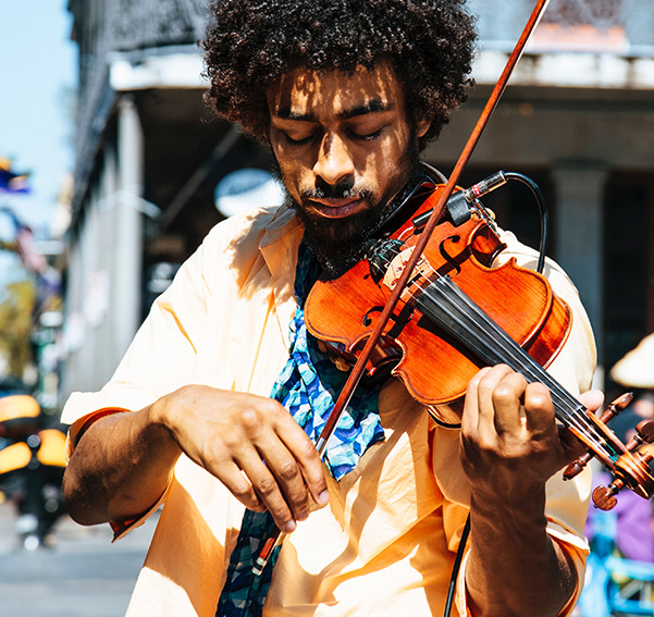 Musician busking