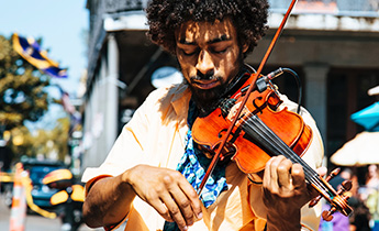 Musician busking