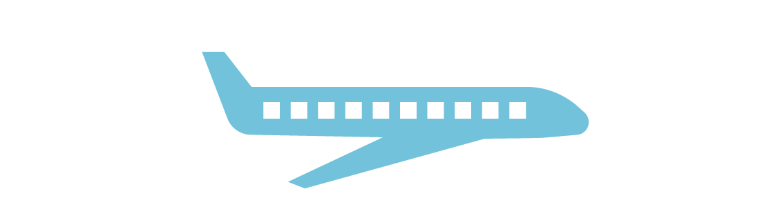 cartoon of airline flying through clouds