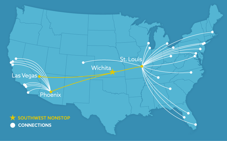Map of Southwest connections