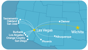 Map of Southwest connections in Las Vegas